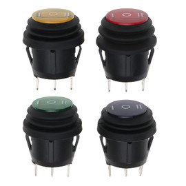 EMSea 4pcs Toggle Switch Rocker Switch 3 Position ON Off ON Black Snap in Round Rocker Switch 3Pin 12V-250V 10A Electronic Component Toggle Switches for 20mm Installation Diameter Car Boat