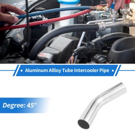 TUCKBOLD 64mm/2.5" OD 45 Degree Bend 6061 Aluminum Alloy Tube Intercooler Surface Polishing Air Intake Connection Hose Double Flat Head 150mm 5.9" 1mm 0.04"