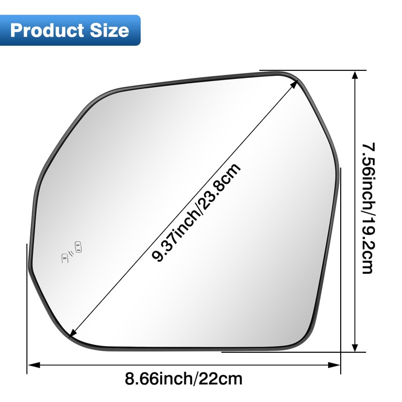 TOP-MAX Driver Side Mirror Glass Compatible with 2022 2023 2024