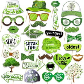 HOWAF Family Reunion Decorations Photo Booth Props, 30pcs Glitter Family Tree Photo Props Decoration for Home Family Gathering Party Supplies Funny Family Reunion Selfie Props