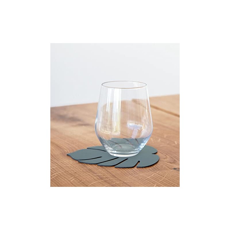 Lind DNA Monstera 989963 Glass Coaster Recycled Leather Nupo Pastel