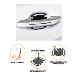 Flaconi Pack of 8 Door Handle Protection Car, Car Door Handle Sticker 3D Carbon Fibre Protective Film Sticker, Car Door Handle Paint Scratch Protection Scratch Protection Film Pad, Warning Sticker for