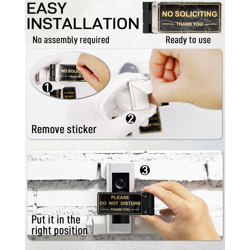 Metal No Soliciting Sign for Front Door - Fits Any