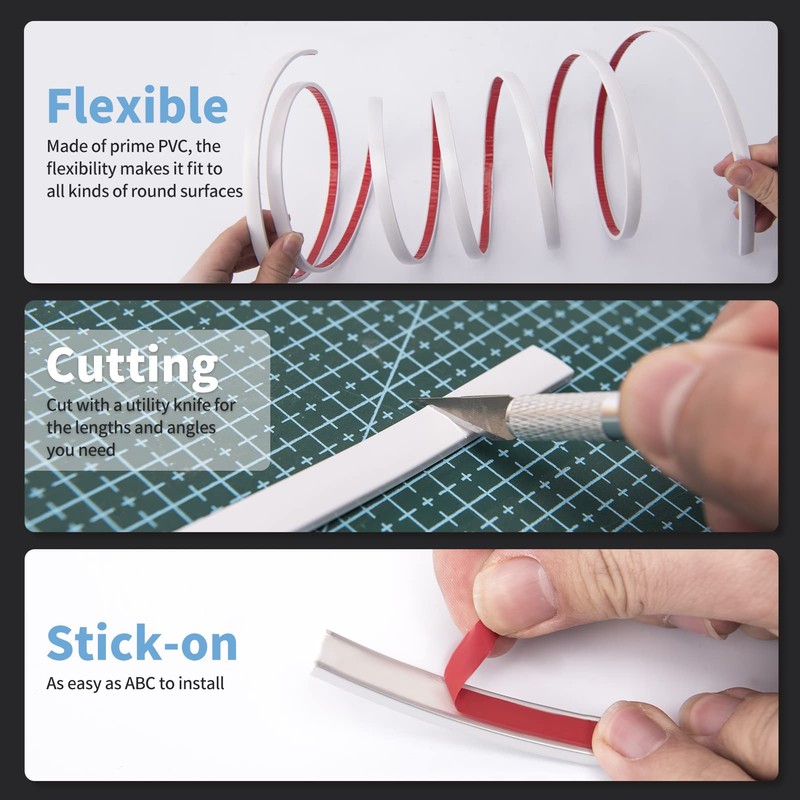 Art3d 10 Ft Peel and Stick Flexible Vinyl Molding Trim