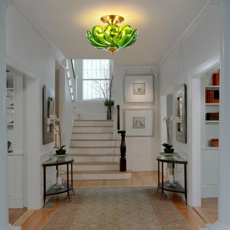 HuixuTe Modern Semi Flush Mount Ceiling Light, 3-Light Gold Close