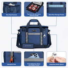 Maelstrom Soft Cooler Bag,Collapsible Soft Sided Cooler,55 Cans Beach Cooler,Ice Chest,Large Leakproof Camping Cooler,Portable Travel Cooler for Grocery Shopping,Blue