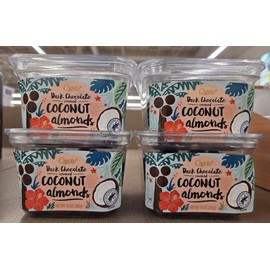 Choceur Dark Chocolate Covered Coconut Almonds 10oz 283g (Four Tubs)