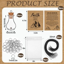 Teenyyou 50/100 Set Mustard Seed Faith Necklace Christian Gifts for Woman DIY 0.5ml Mini Glass Jars Craft Necklace with Christian Faith Cards Bulk Favors, Without Mustard Seed(Bulb,50 Pack)