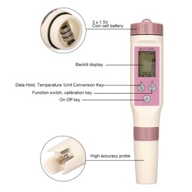 Medidor de PH Digital, 7 en 1 Bluetooth PH, TDS, EC, ORP, SG, Bolígrafo Probador de Salinidad Y Temperatura 0.01 Alta Precisión para Bebidas Domésticas, Hidroponía, Piscinas Y Acuarios