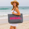 MASSIOSTAN Large Canvas Tote Bag, Reusable shopping bag (Grey/Neon Pink)