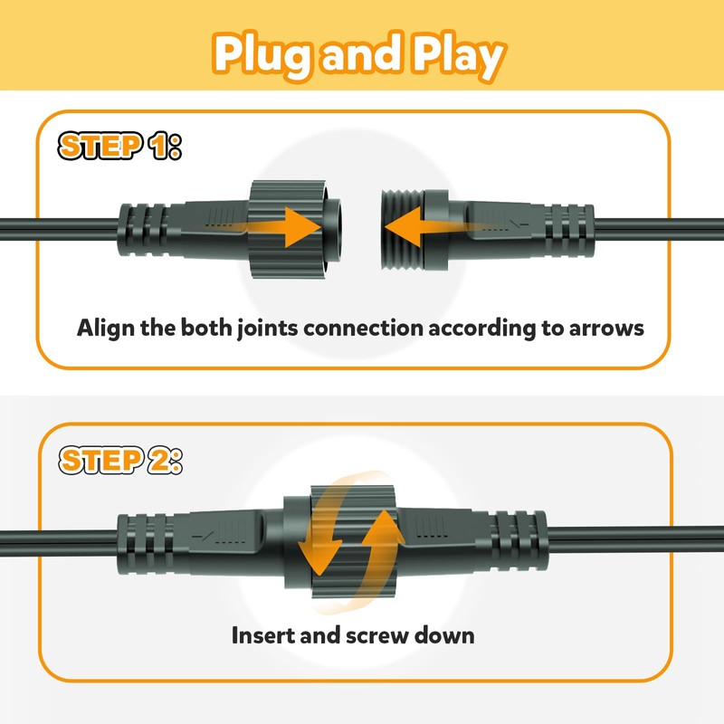 cshare Extension Cords for String Lights Inflatable Decorations, 2 Pin