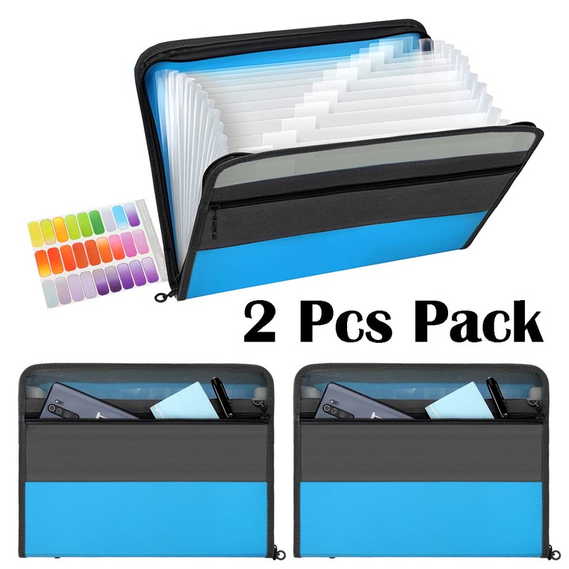 Pack of 2 TRANBO 13 Pockets Expanding File Folder with