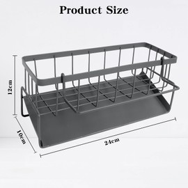 Sink Caddy Kitchen Sink Organizer, Kitchen Storage Organization with Removable Hanging Pole for Sponge and Stainless Steel Cleaning Utensil Caddy (Grey)