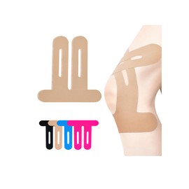 SOONGO Vorgeschnittenes Kinesiologie-Tape für Knie, hochelastische Kniestütze, Knieschmerzlinderung, latexfrei, hypoallergen, wasserdicht, atmungsaktiv, Original-Sportband aus Baumwolle (Beige)