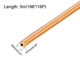 sourcing map Cooling Pipe, 5/64" AD x 3/64" ID x 16 Ft Soft Coil Copper Pipe