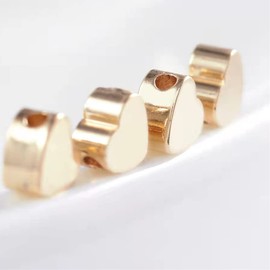 100 Pieces Gold Heart Shape Spacer Beads Small Hole Spacer Beads Metal Loose Beads for Making Bracelet Necklace Earring Accessories DIY Handmade Craft