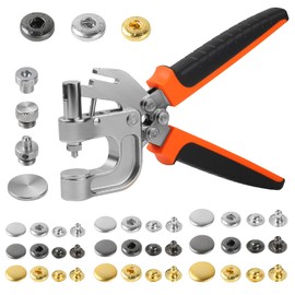 BISUOSHI Leather Snap Fasteners Kit, Snap Button Kit, Leather Snap Buttons Press Pliers with 90 Sets Leather Snaps Buttons, 3Colors 12.5/15/17mm Snaps for Leather, Clothes, Jackets, DIY Projects