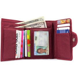 Big Skinny Women's Trixie Leather Tri-Fold Slim Wallet, Holds Up to 30 Cards, Red