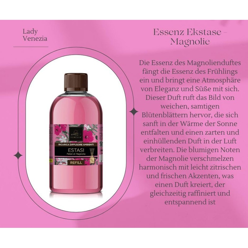 Lady Venezia Raumduft Nachfüllflasche I Diffusor-Nachfüllung I Raumduft Refill I