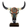 Large Rustic Western Bull Cow Skull With Turquoise Red Rocks