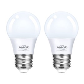AOGOLO LED Refrigerator Light Bulb, 5000K Daylight, 2 Pcs, 40W Equivalent, 5W AC120V A15 Fridge Waterproof Bulbs, E26 Medium Base, Freezer Ceiling Appliance, Home Lighting Lamp, Non-dimmable