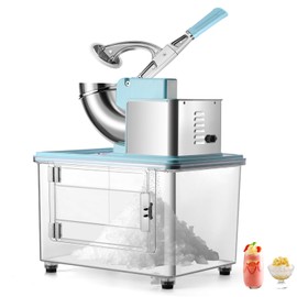 Zevemomo Shaved Ice Machine with Dual Blades, 660 LBS/H, 200W Electric Ice Crusher Machine with One-Piece PC Storage Ice Box, Ice Cone Machine with Safety Switch for Commercial & Home Use