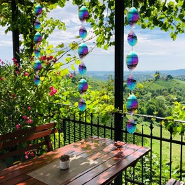 Wind Spinners Outdoor Garden Decor Gifts for Women Men, Rainbow 3D Reflective Metal Wind Spinner, Stainless Steel Hanging Ornament for Yard Outside Patio Porch