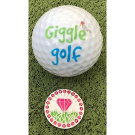 Giggle Golf Bling Golf Ball Marker with A Standard Magnetic Hat Clip | Great Gift for Women (Diamond in The Rough (Pink))