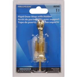 Hardware Essentials by Hillman 852343 Rigid Door Stops with Holder Brass
