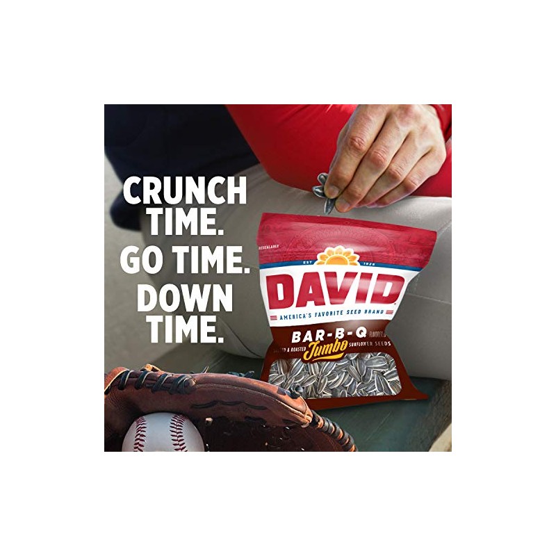 DAVID Roasted and Salted Bar-B-Q Jumbo Sunflower Seeds, Keto Friendly,