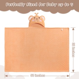 WODHOY Hooded Baby Towels Boy for 0-6 Years, 50"x 32" Extra Large Toddler Bath Towels with Hood for Boys & Girls, 2-Pack Absorbent Thick Soft Gift for Kids Yellow Lion & Orange Monkey