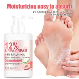 Grospe Crema hidratante de pies 12% urea hidratante y antiagrietamiento, crema de manos y pies de melocotón con miel hidrata y repara talones y pies s