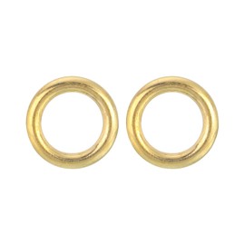 QUARKZMAN Pack of 2 O-Ring Buckles 14 mm/055 Inch Seamless Welded Brass Circle 35 mm Thick for Luggage Straps Crafts DIY Decoration Gold, gold