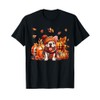 French Bulldog Thanksgiving Leopard Pumpkins Fall Leaves T-Shirt