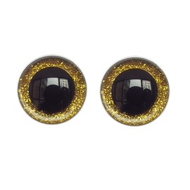 Teensery 50 Pcs 12mm Glitter Plastic Safety Eyes Premium Half Round Eyes for DIY Craft Making (Gold)