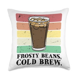Frosty Beans Cold Brew Coffee Quote Iced Coffee Latte Throw Pillow