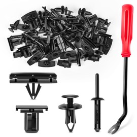 GOOACC 60PCS Fender Flare Rocker Moulding Clip Assortment 68039280-AA, 55156429-AA, 6503598,6501559 Replacement for Jeep Wrangler Chrysler Ford GMC with 1 Fastener Remover