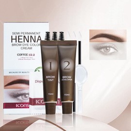 iconsign Eyebrow Dye Kit, 2 Counts/set Long Lasting Waterproof Eyebrow Tinted Cream, Eyebrow Makeup Products for Women, Summer Makeup,  Makeup Products - Color: Multicolor, Specification: brown