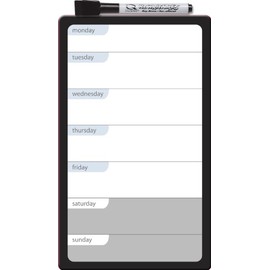 Quartet Magnetic Whiteboard Weekly Organizer, 6" x 10" Dry Erase Board, Daily Planner, Frameless (79217)