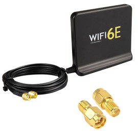Boobrie WiFi 6E Antenna MIMO Tri-Band 2.4GHz 5GHz 6GHz with Magnetic Base 8dBi WiFi Antenna RP-SMA 6.56ft Cable + SMA Male for PCIe/PCI Motherboards Laptops Desktops Security Cameras Wireless APs