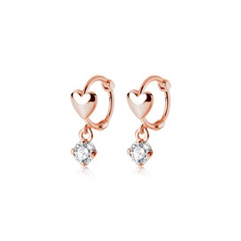K.L.Y Hoop Earrings, Women's Popular, Heart, 925 Silver, Dangling, Zirconia CZ, Ring Earrings, Sterling Silver, Hypoallergenic, Accessories, Birthday Gift, Women's Jewelry, Cubic Zirconia