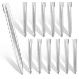 Worth Landscape Edging Stakes, 13Pcs 12Inch Corrugated Metal Garden Stakes Galvanized Steel Bender Board Anchoring Spikes, Silver