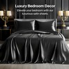 BEDELITE Satin Sheets California King Size Bed Set, Black, 4