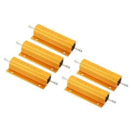 PATIKIL Pack of 5 100W 10 Ohm Aluminium Case Resistor Housing Wire Resistors Screw Tap Power Resistor Gold Tone