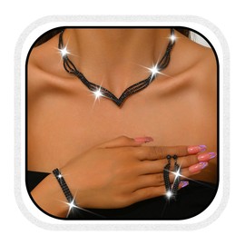 Zoestar Brautschmuck-Set für Hochzeit, Strass, Halskette, Ohrringe, Baracelet, 3-teilig, glitzernde Kristalle, formelles Kostümschmuck-Set für Damen, Einheitsgröße, /, Kein edelstein