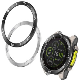 Bezel Rings Compatible with Garmin Tactix 8 AMOLED 47MM 51MM Bezel Metal Round Cover Anti-Scratch Protector Frame Case Loop,Without Screen (Black&Silver, 47MM)
