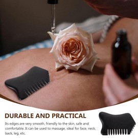 Facial Reflexology Tools Neck Massagers Jade Stone Massage Comb 1Pc - Guasha Scalp Comb, Handheld Scraping Massage Tool for Head Caring, Relax (Black) Facial Reflexology Tools Neck Massagers