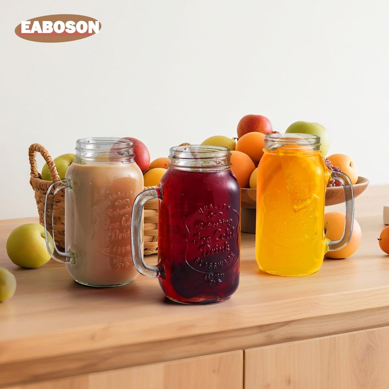 EABOSON 4 Pack 24oz Mason Drinking Jars with Lids and