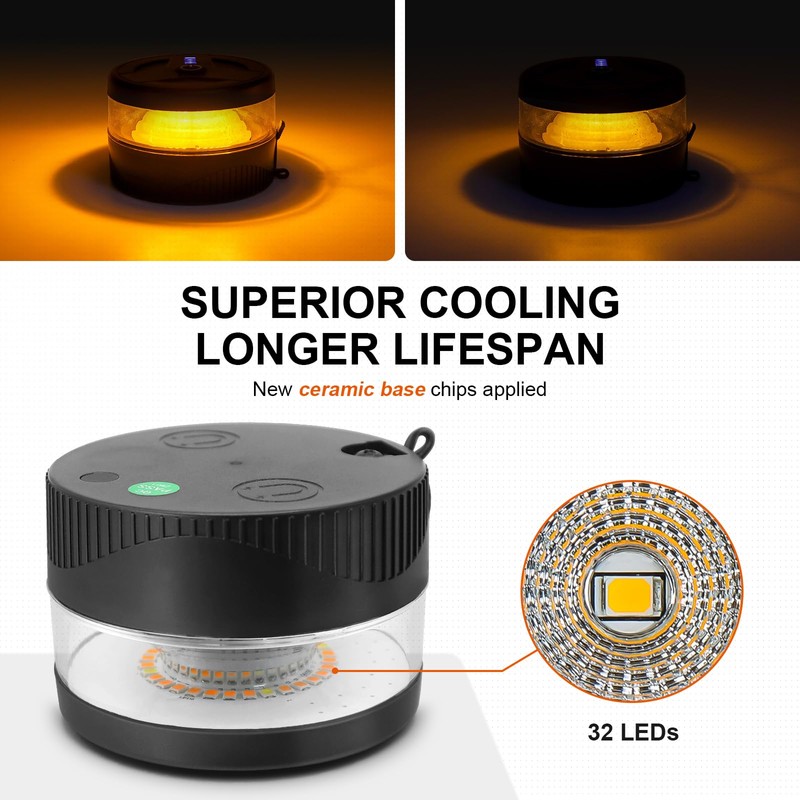 Magnetic Wireless Beacon Light, USB-C Rechargeable LED Strobe Lights for