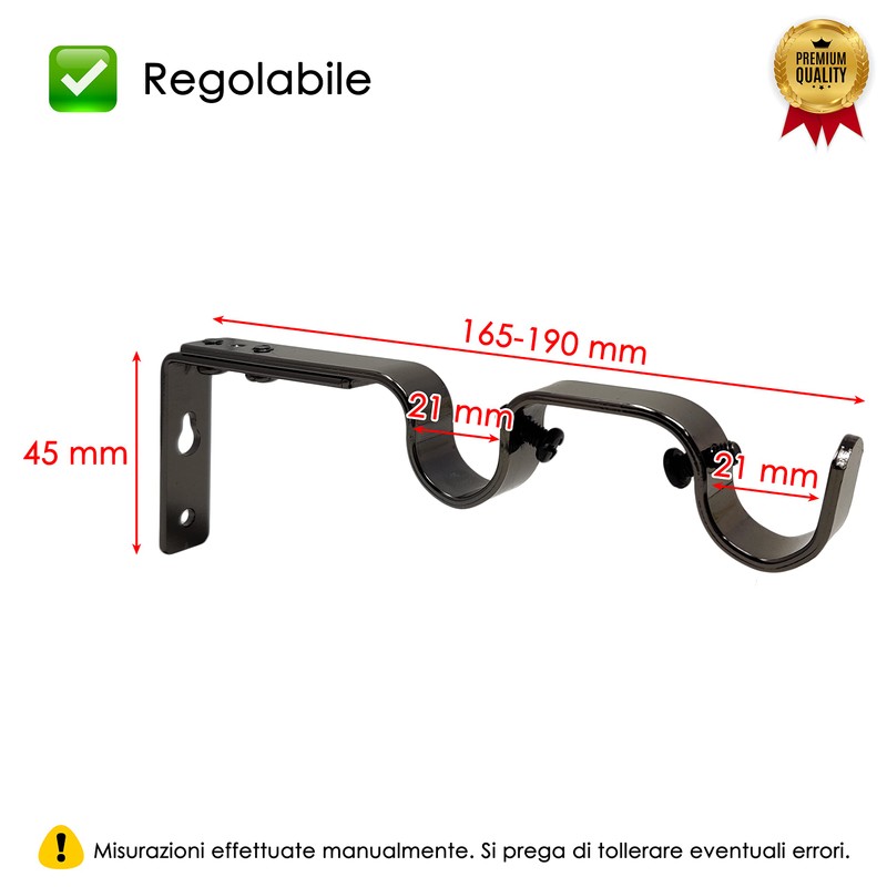GIRASOLE HOME® 2 x Adjustable Double Curtain Pole Bracket, Heavy
